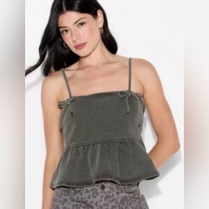 Women's Denim Faded Black Peplum Top